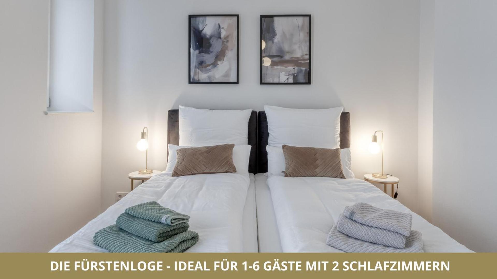 Neu Fewo Fuerstenloge 1-6 Pers Hinter Dem Markgraeflichen Opernhaus - 2 Schlafzimmer Mit Boxspringbetten 4 Einzel Oder 2 Doppelbetten, Balkon Und Einbaukueche, Barrierearm Bayreuth Exterior foto